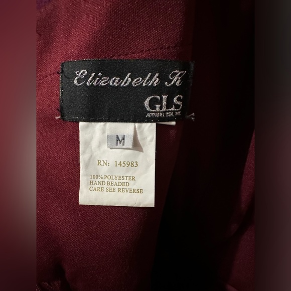 Burgundy Prom Dress with Beaded Top, Medium - Picture 5 of 6